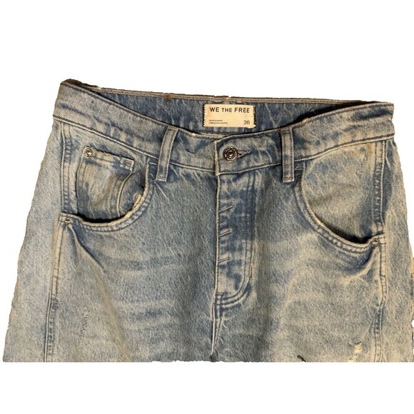 Free People Good Luck Barrel Jeans 26 Ultra Light Wash Denim Distressed NEW - Picture 14 of 15